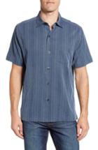 Men's Tommy Bahama San Ramone Regular Fit Stripe Silk Shirt - Blue