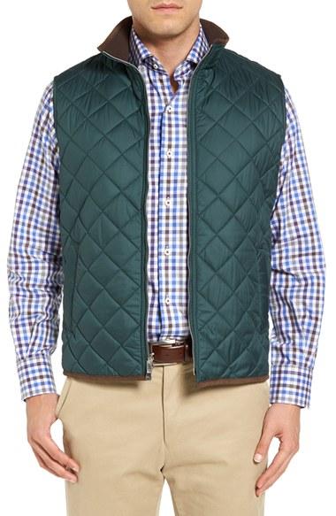 Men's Peter Millar 'hudson' Lightweight Quilted Vest - Green