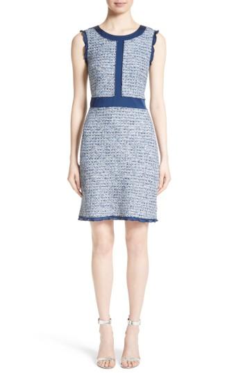 Women's St. John Collection Kiara Tweed A-line Dress - Blue