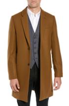 Men's Ted Baker London Falo Slim Fit Pin Dot Wool Blend Topcoat (3xl) - Beige