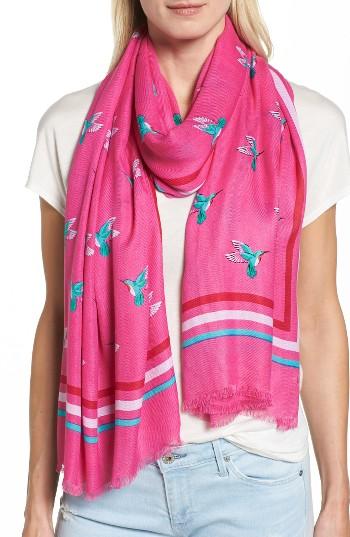 Women's Kate Spade New York Hummingbird Oblong Scarf, Size - Pink