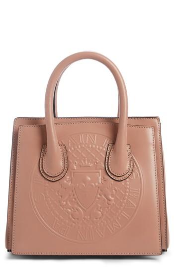 Balmain Mini Glace Leather Top Handle Bag - Pink