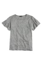 Women's J.crew Linen Flutter Sleeve Tee - Grey