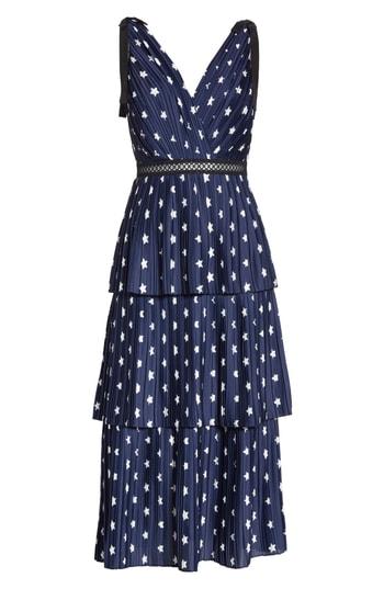 Women's Self-portrait Star Print Tiered Midi Dress
