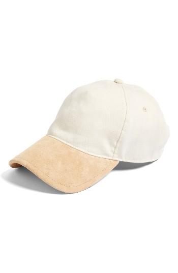 Women's Rag & Bone 'marilyn' Suede Brim Baseball Cap - Beige