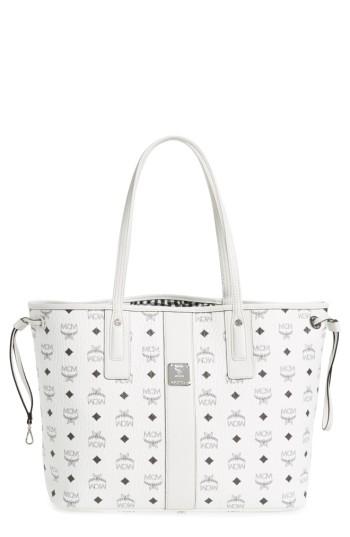 Mcm Medium Liz Reversible Visetos Coated Canvas Shopper - White