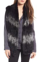 Women's Love Token Genuine Rabbit Fur Vest - Black