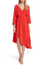 Women's Diane Von Furstenberg Asymmetrical Wrap Silk Dress - Red