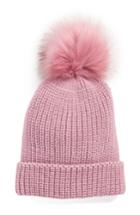Women's Treasure + Bond Chunky Stitch Beanie With Faux Fur Pom - Purple