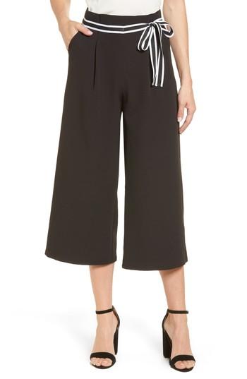 Women's Halogen Tie Waist Wide Leg Crop Pants, Size - Black