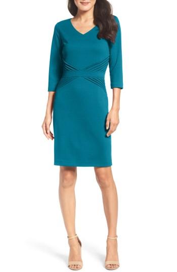 Petite Women's Ellen Tracy Ponte Sheath Dress P - Blue