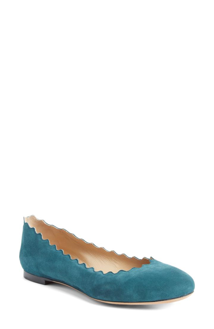 Women's Chloe 'lauren' Scalloped Ballet Flat Us / 37eu - Green