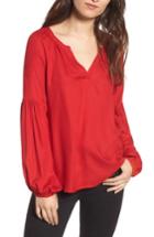 Women's Hinge Blouson Sleeve Top - Red
