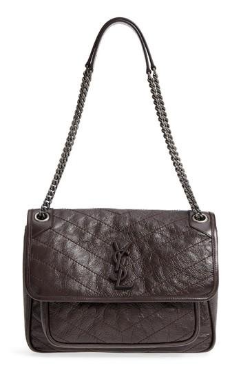 Saint Laurent Medium Niki Leather Shoulder Bag - Grey