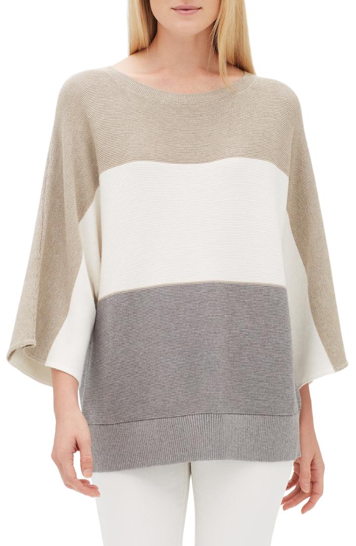 Women's Lafayette 148 New York Stripe Dolman Sweater - Beige