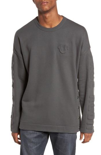 Men's True Religion Brand Jeans Oversize Fleece Sweatshirt - Grey