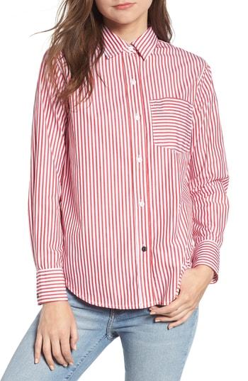 Women's Current/elliott The Derby Stripe Shirt - Red