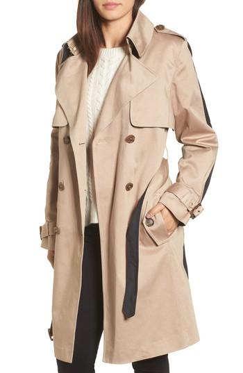 Women's Trina Turk Allison Two-tone Trench Coat - Beige