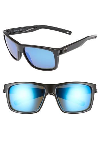 Men's Costa Del Mar Slack Tide 58mm Polarized Sunglasses - Shiny Black/ Blue Mirror