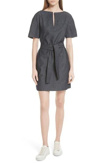 Women's Theory Belted Denim Shift Dress - Blue