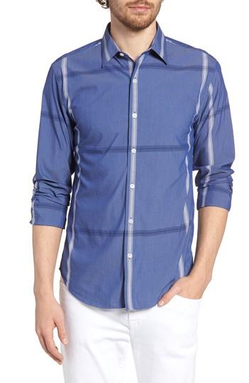 Men's Bonobos Slim Fit Windowpane Sport Shirt R - Blue