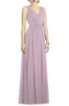 Women's Dessy Collection Shirred Shimmer Chiffon Gown (similar To 14w) - Purple