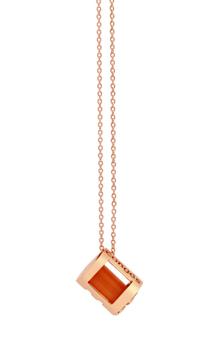Women's Conges Courage & Vitality Carnelian Initial Barrel Pendant Necklace