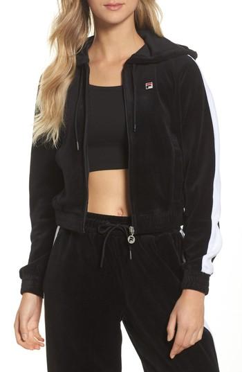 Women's Fila Carly Velour Hoodie - Black