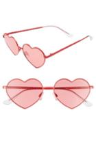 Women's Quay Australia 53mm Heart Breaker Heart-shaped Sunglasses - Red/ Red