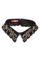 Cara Scalloped Embroidered Collar, Size - Black