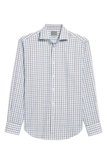 Men's Thomas Dean Regular Fit Check Sport Shirt, Size - Brown