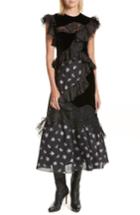 Women's Rebecca Taylor Velvet Floral Jacquard Midi Dress - Black