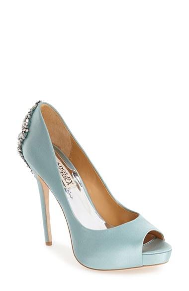 Women's Badgley Mischka 'kiara' Crystal Back Open Toe Pump .5 M - Blue