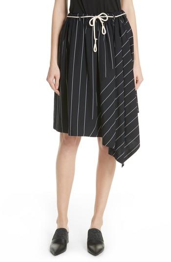 Women's Vince Skinny Stripe Asymmetrical Cotton Skirt - Blue