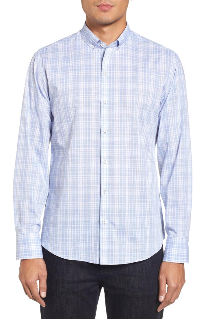 Men's Zachary Prell Cochran Slim Fit Plaid Sport Shirt, Size - Blue