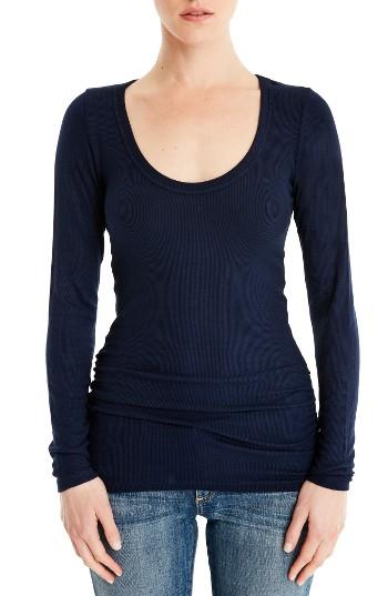 Women's Michael Stars Shirred Long Sleeve Tee, Size - Blue