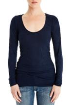Women's Michael Stars Shirred Long Sleeve Tee, Size - Blue