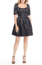 Women's Gal Meets Glam Collection Maude Daisy Satin Jacquard Bow Back Dress (similar To 14w) - Black