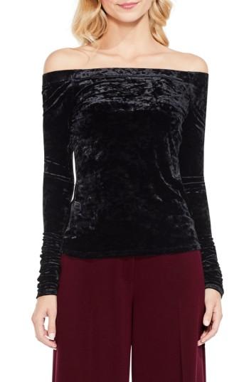 Women's Vince Camuto Ruched Off The Shoulder Velvet Top - Black
