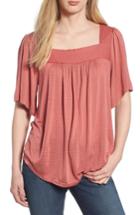 Women's Lucky Brand Shadow Stripe Peasant Top - Pink