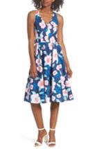 Women's Eliza J Floral Fit & Flare Halter Dress - Blue