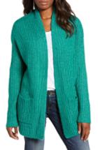 Women's Caslon Fluffy Ribbed Long Sleeve Cardigan - Purple
