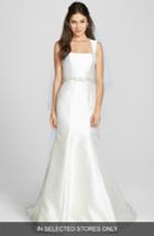 Women's Amsale Blaine Embellished Mikado Satin Trumpet Dress, Size - Ivory