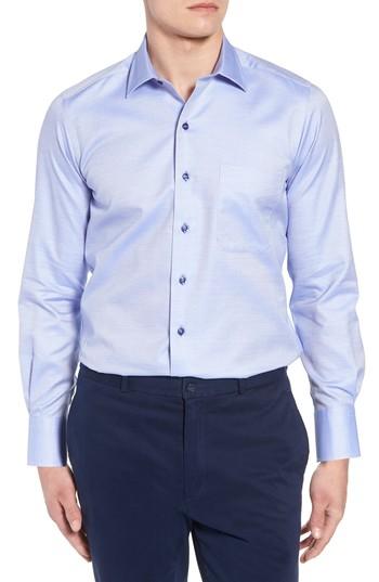 Men's David Donahue Micro Diamond Fit Sport Shirt, Size Small - Blue
