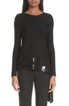 Women's Oscar De La Renta Sequin Drape Sweater - Black