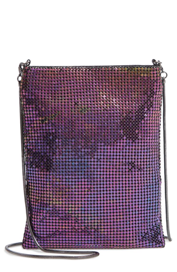 Nordstrom Metallic Mesh North/south Crossbody - Purple