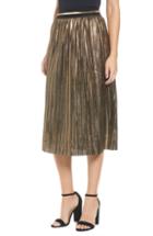 Women's Moon River Metallic Pleat Midi Skirt - Metallic