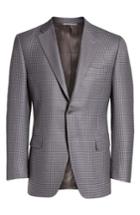 Men's Canali Classic Fit Houndstooth Wool Sport Coat Us / 52 Eu R - Blue
