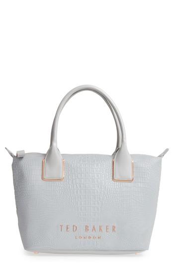 Ted Baker London Remus Reflective Croc Embossed Faux Leather Tote - Grey
