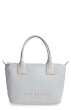 Ted Baker London Remus Reflective Croc Embossed Faux Leather Tote - Grey